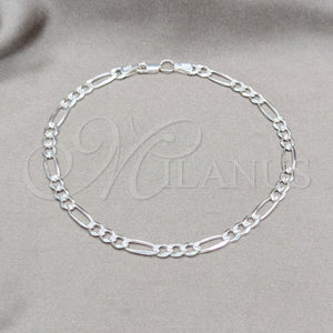 Sterling Silver Anklet — Basic Anklet Figaro Design Diamond Cutting 03. Gauge — main product view — SKU 159651 | Plata 925 tobillera — básico Anklet Figaro diseño Diamond Cutting 03. Gauge — SKU 159651