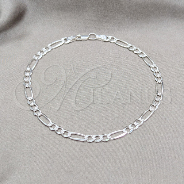 Sterling Silver Anklet — Basic Anklet Figaro Design Diamond Cutting 03. Gauge — main product view — SKU 159651 | Plata 925 tobillera — básico Anklet Figaro diseño Diamond Cutting 03. Gauge — SKU 159651