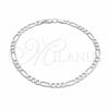 Sterling Silver Basic Anklet, Figaro Design, Diamond Cutting Finish, Silver Finish, 03.431.0002.10 (120 Gauge, 06 MM Thickness, 10 Inches Length)