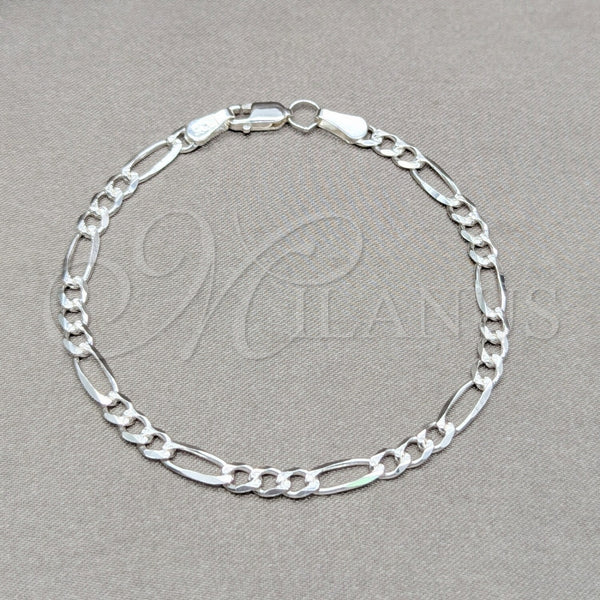 Sterling Silver Basic Bracelet, Figaro Design, Diamond Cutting Finish, Silver Finish, 03.431.0003.07