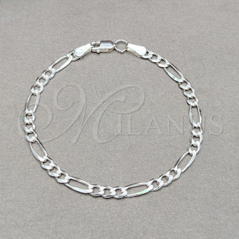 Sterling Silver Basic Bracelet, Figaro Design, Diamond Cutting Finish, Silver Finish, 03.431.0003.07