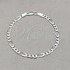 Sterling Silver Basic Bracelet, Figaro Design, Diamond Cutting Finish, Silver Finish, 03.431.0003.07