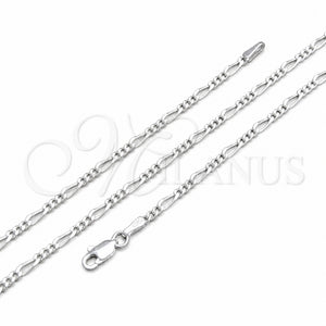 Sterling Silver Basic Anklet, Mariner Design, Polished, Silver Finish, 04.420.0030.26 (250 Gauge, 10 MM Thickness, 26 Inches Length)