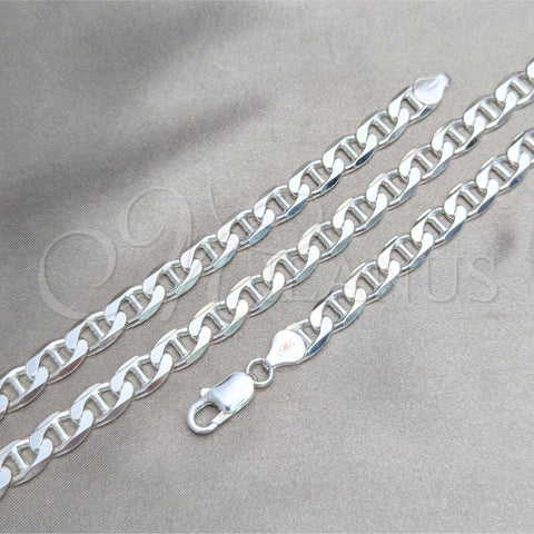 Sterling Silver Basic Necklace, Mariner Design, Polished, Silver Finish, 04.420.0017.24 (200 Gauge, 08 MM Thickness, 24 Inches Length)