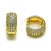 Oro Laminado Huggie Hoop, Gold Filled Style with White Micro Pave, Polished, Golden Finish, 02.195.0354.16
