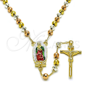 Gold Filled Jewelry — Medium Rosary Guadalupe and Crucifix Design Diamond Cutting — main product view — SKU 159684 | Oro Laminado joyería — Medium Rosary Guadalupe and Crucifix diseño Diamond Cutting — SKU 159684