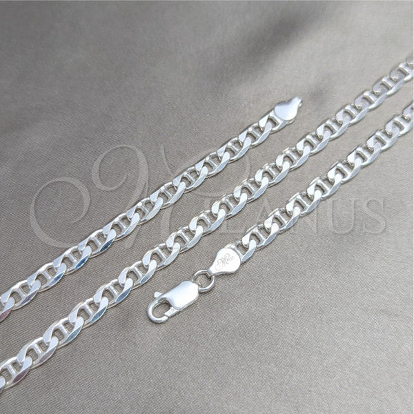 Sterling Silver Basic Bracelet, Mariner Design, Polished, Silver Finish, 04.420.0019.09 (06 MM Thickness, 9 Inches Length)