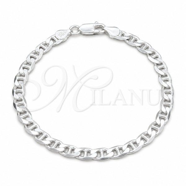 Sterling Silver Basic Bracelet, Mariner Design, Polished, Silver Finish, 04.420.0019.08 (150 Gauge, 06 MM Thickness, 8 Inches Length)