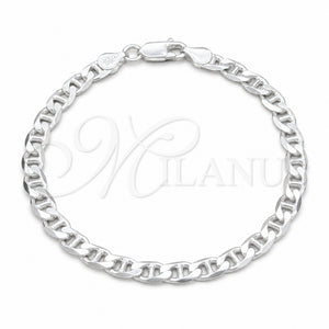 Sterling Silver Basic Bracelet, Mariner Design, Polished, Silver Finish, 04.420.0019.08 (150 Gauge, 06 MM Thickness, 8 Inches Length)