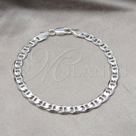 Sterling Silver Basic Bracelet, Mariner Design, Polished, Silver Finish, 04.420.0019.08 (150 Gauge, 06 MM Thickness, 8 Inches Length)