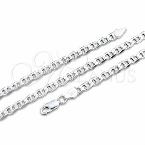 Sterling Silver Basic Anklet, Mariner Design, Polished, Silver Finish, 04.420.0021.10 (04 MM Thickness, 10 Inches Length)