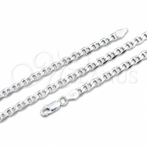 Sterling Silver Basic Anklet, Mariner Design, Polished, Silver Finish, 04.420.0021.10 (04 MM Thickness, 10 Inches Length)