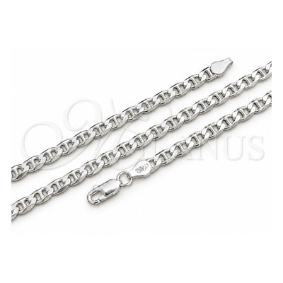 Sterling Silver Basic Bracelet, Mariner Design, Polished, Silver Finish, 04.420.0021.07 (100 Gauge, 04 MM Thickness, 7 Inches Length)