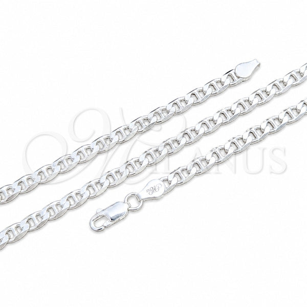 Sterling Silver Basic Bracelet, Mariner Design, Polished, Silver Finish, 04.420.0021.07 (100 Gauge, 04 MM Thickness, 7 Inches Length)