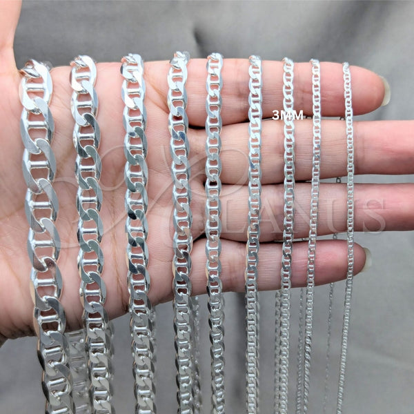 Sterling Silver Necklace — Basic Necklace Mariner Design Polished 04. 0.80 Gauge — alternate product view — SKU 159712 | Plata 925 collar — básico Necklace Mariner diseño pulido 04. 0.80 Gauge — SKU 159712