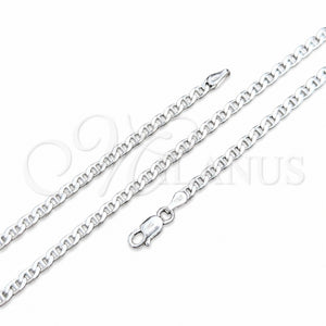 Sterling Silver Basic Necklace, Mariner Design, Polished, Silver Finish, 04.420.0022.16 (0.80 Gauge, 03 MM Thickness, 16 Inches Length)