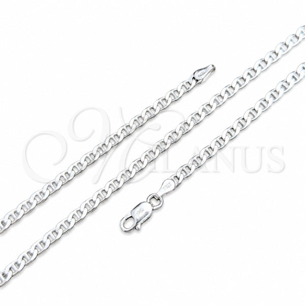 Sterling Silver Basic Necklace, Mariner Design, Polished, Silver Finish, 04.420.0022.16 (0.80 Gauge, 03 MM Thickness, 16 Inches Length)