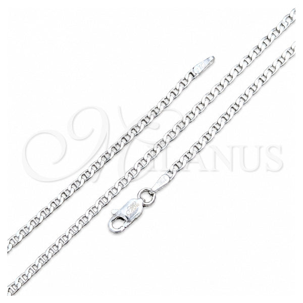 Sterling Silver Basic Necklace, Mariner Design, Polished, Silver Finish, 04.420.0023.16 (0.60 Gauge, Thickness, 16 Inches Length)