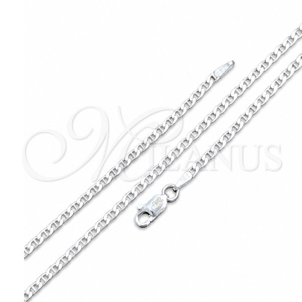 Sterling Silver Basic Anklet, Mariner Design, Polished, Silver Finish, 04.420.0023.10 (0.60 Gauge, Thickness, 10 Inches Length)