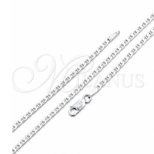 Sterling Silver Basic Anklet, Mariner Design, Polished, Silver Finish, 04.420.0023.10 (0.60 Gauge, Thickness, 10 Inches Length)