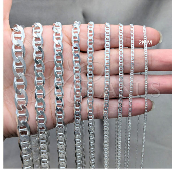 Sterling Silver Necklace — Basic Necklace Mariner Design Polished 04. 0.50 Gauge — alternate product view — SKU 159718 | Plata 925 collar — básico Necklace Mariner diseño pulido 04. 0.50 Gauge — SKU 159718