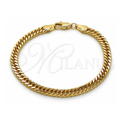 Oro Laminado Basic Bracelet, Gold Filled Style Diamond Cutting Finish, Golden Finish, 04.213.0329.07 (100 Gauge, 05 MM Thickness, 7 Inches Length)