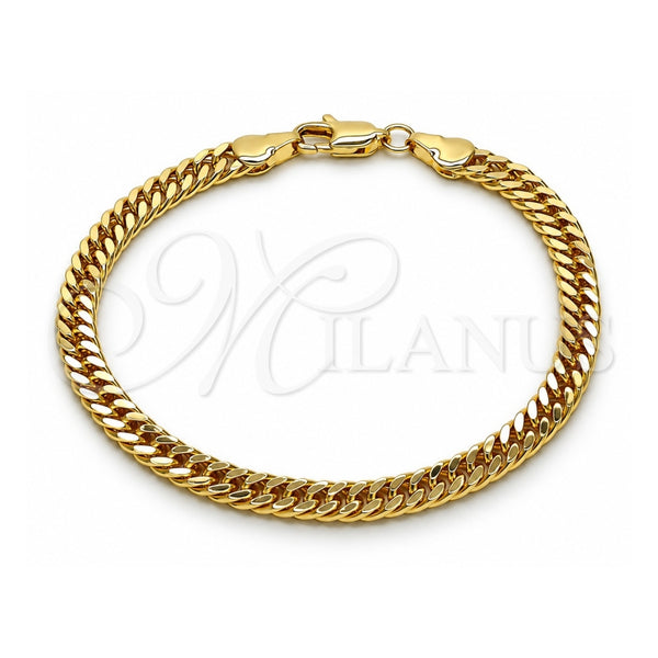 Oro Laminado Basic Bracelet, Gold Filled Style Diamond Cutting Finish, Golden Finish, 04.213.0329.07 (100 Gauge, 05 MM Thickness, 7 Inches Length)