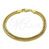 Oro Laminado Basic Bracelet, Gold Filled Style Diamond Cutting Finish, Golden Finish, 04.213.0329.07 (100 Gauge, 05 MM Thickness, 7 Inches Length)