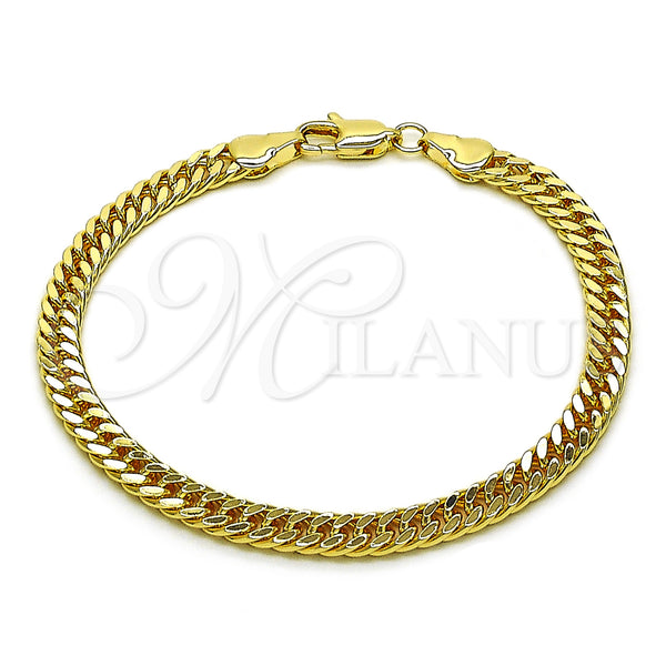 Oro Laminado Basic Bracelet, Gold Filled Style Diamond Cutting Finish, Golden Finish, 04.213.0329.07 (100 Gauge, 05 MM Thickness, 7 Inches Length)