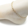 Oro Laminado Fancy Anklet, Gold Filled Style Puff Mariner Design, Polished, Golden Finish, 04.326.0006.10