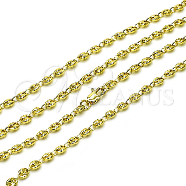 Oro Laminado Fancy Necklace, Gold Filled Style Puff Mariner Design, Polished, Golden Finish, 04.326.0006.22 (Thickness, 22 Inches Length)
