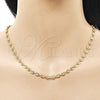 Oro Laminado Fancy Necklace, Gold Filled Style Puff Mariner Design, Polished, Golden Finish, 04.326.0006.24