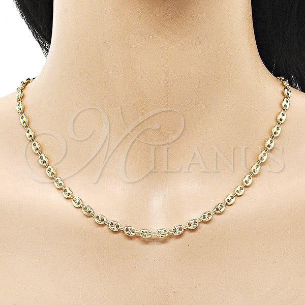 Gold Filled Necklace — Fancy Necklace Puff Mariner Design Polished 04. Thickness — alternate product view — SKU 159725 | Oro Laminado collar — elegante Necklace Puff Mariner diseño pulido 04. Thickness — SKU 159725