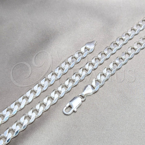 Sterling Silver Basic Necklace, Curb Design, Polished, Silver Finish, 04.420.0025.26