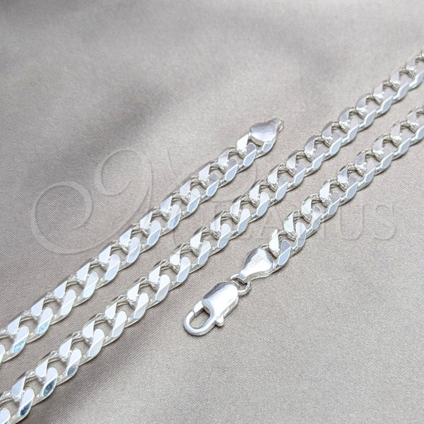 Sterling Silver Basic Necklace, Curb Design, Polished, Silver Finish, 04.420.0025.26