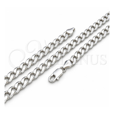 Sterling Silver Basic Necklace, Curb Design, Polished, Silver Finish, 04.420.0025.26 (220 Gauge, 08 MM Thickness, 26 Inches Length)