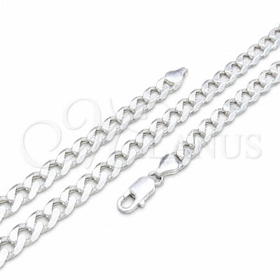 Sterling Silver Basic Necklace, Curb Design, Polished, Silver Finish, 04.420.0025.26 (220 Gauge, 08 MM for wholesale, main product view