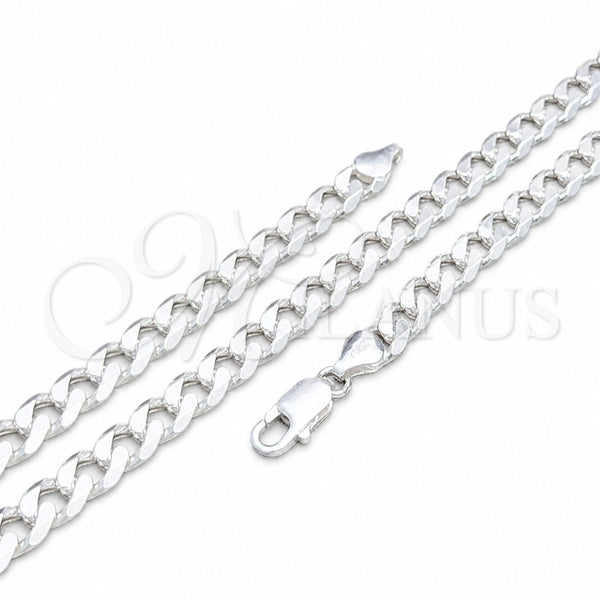 Sterling Silver Basic Necklace, Curb Design, Polished, Silver Finish, 04.420.0025.26 (220 Gauge, 08 MM Thickness, 26 Inches Length)
