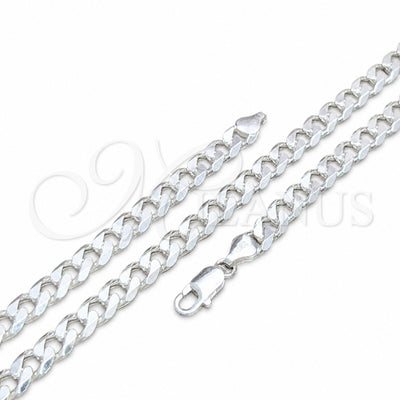 Sterling Silver Basic Necklace, Curb Design, Polished, Silver Finish, 04.420.0025.24 (220 Gauge, 08 MM for wholesale, main product view