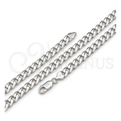 Sterling Silver Basic Necklace, Curb Design, Polished, Silver Finish, 04.420.0026.26 (200 Gauge, Thickness, 26 Inches Length)