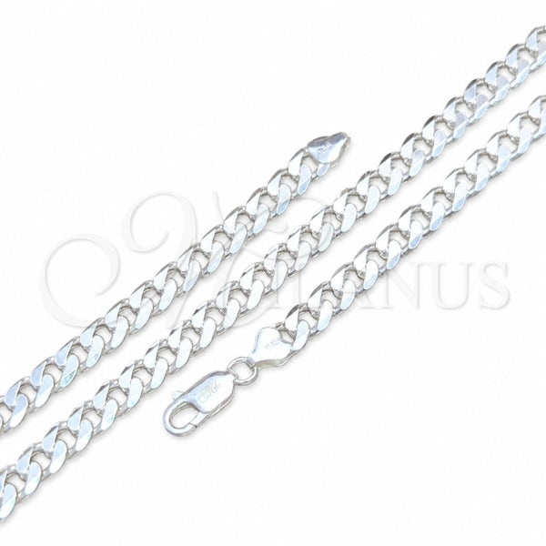 Sterling Silver Basic Necklace, Curb Design, Polished, Silver Finish, 04.420.0026.26 (200 Gauge, Thickness, 26 Inches Length)