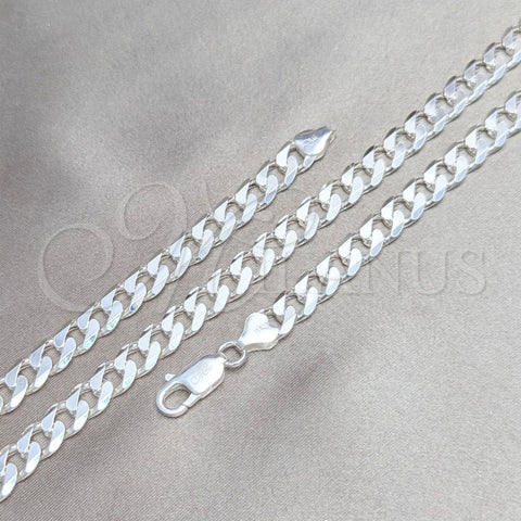 Sterling Silver Basic Necklace, Curb Design, Polished, Silver Finish, 04.420.0026.26 (200 Gauge, Thickness, 26 Inches Length)