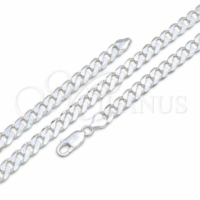 Sterling Silver Basic Necklace, Curb Design, Polished, Silver Finish, 04.420.0026.24 (200 Gauge, Thickness, 24 for wholesale, main product view