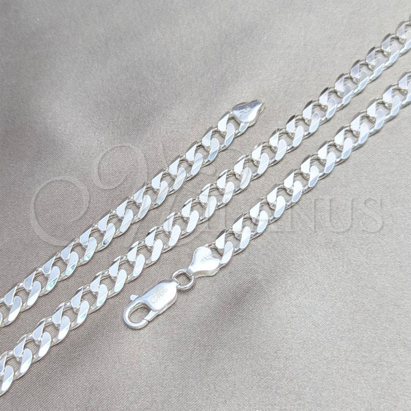 Sterling Silver Basic Necklace, Curb Design, Polished, Silver Finish, 04.420.0026.24 (200 Gauge, Thickness, 24 Inches Length)