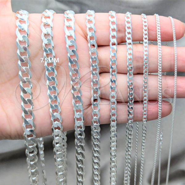 Sterling Silver Necklace — Basic Necklace Curb Design Polished 04. Gauge Thickness — alternate product view — SKU 159733 | Plata 925 collar — básico Necklace Curb diseño pulido 04. Gauge Thickness — SKU 159733