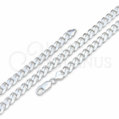 Sterling Silver Basic Necklace, Curb Design, Polished, Silver Finish, 04.420.0026.22 (200 Gauge, Thickness, 22 for wholesale, main product view