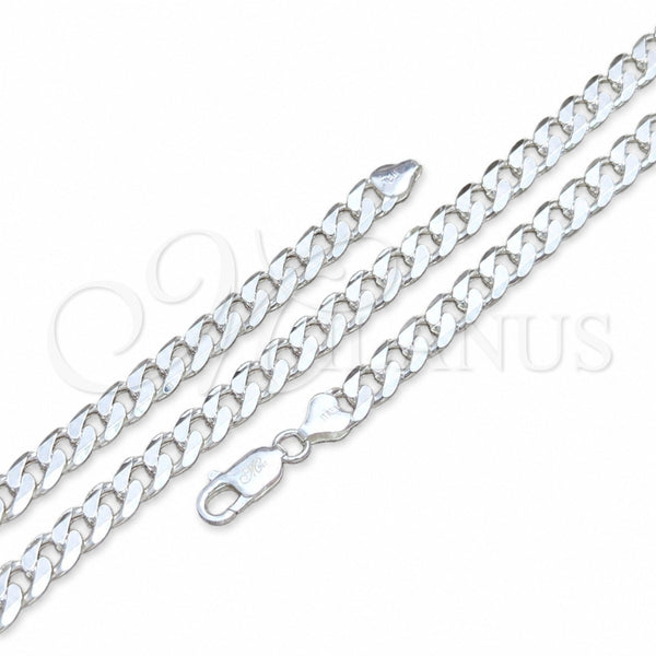 Sterling Silver Basic Necklace, Curb Design, Polished, Silver Finish, 04.420.0026.22 (200 Gauge, Thickness, 22 Inches Length)
