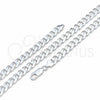 Sterling Silver Basic Necklace, Curb Design, Polished, Silver Finish, 04.420.0026.22 (200 Gauge, Thickness, 22 Inches Length)