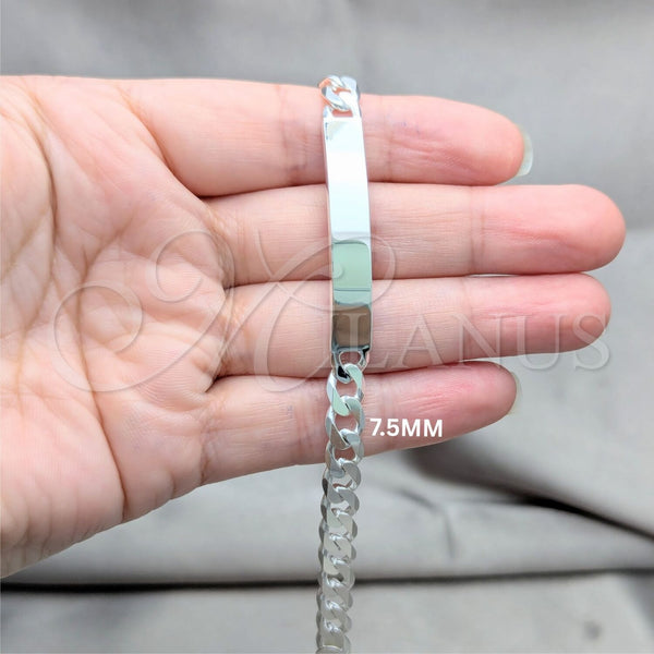 Sterling Silver Bracelet — ID Bracelet Curb Design Polished 04. Gauge Thickness — alternate product view — SKU 159735 | Plata 925 brazalete — ID Bracelet Curb diseño pulido 04. Gauge Thickness — SKU 159735