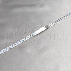 Sterling Silver Bracelet — ID Bracelet Curb Design Polished 04. Gauge Thickness — main product view — SKU 159735 | Plata 925 brazalete — ID Bracelet Curb diseño pulido 04. Gauge Thickness — SKU 159735